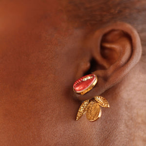 BEE - Boucles d'oreilles Ear jacket filigrane dorées